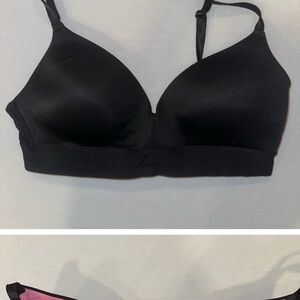 Black Bra with Pink Accents